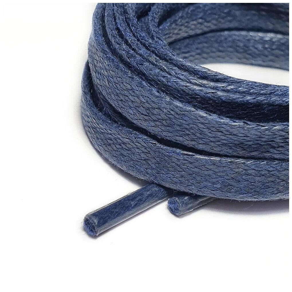 Шнурки LENKO вощеные темно-синие плоские 60 см - фотография № 2