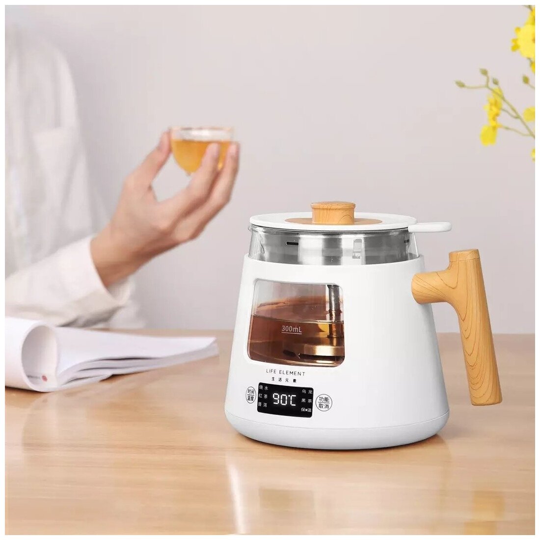 Электрический заварочный чайник Life Elements Automatic Steamer With Tea Maker I38-H01 800мл, белый - фотография № 6