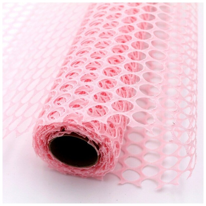 Сетка декоративная. Сетка флористическая. Сетка для упаковки (48см х 4,5м) цвет Розовая пенка
