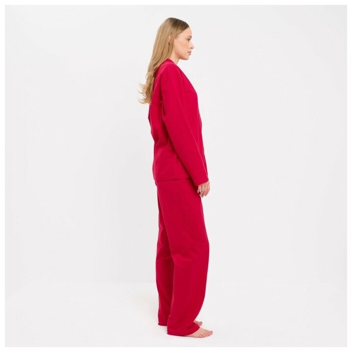 Пижама Kaftan, рубашка, брюки, длинный рукав, размер 52-54, красный - фотография № 8