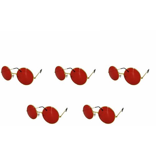 Очки круглые Джона Леннона красные, имиджевые, взрослые (Набор 5 шт.) очки круглые джона леннона красные имиджевые взрослые набор 10 шт