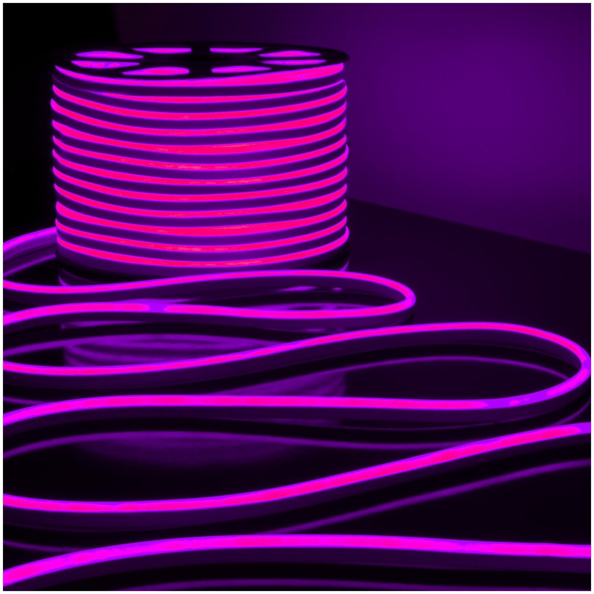 Неоновая лента URAlight 5м, 12В, IP65, 120 LED/m Гибкий неон фиолетовый