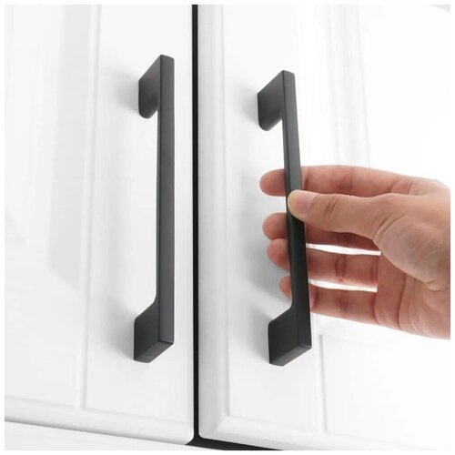 Ручка скоба для мебели 160 мм, цвет черный матовый, 2шт