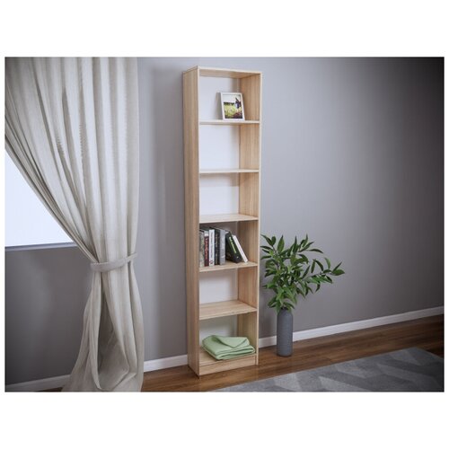 Стеллаж хилла, 6 полок, 202х40 см, дуб сонома