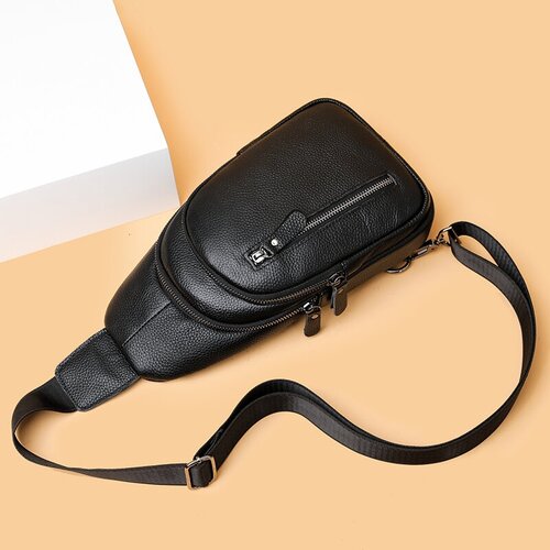 фото Сумка слинг , фактура зернистая, черный ysmn