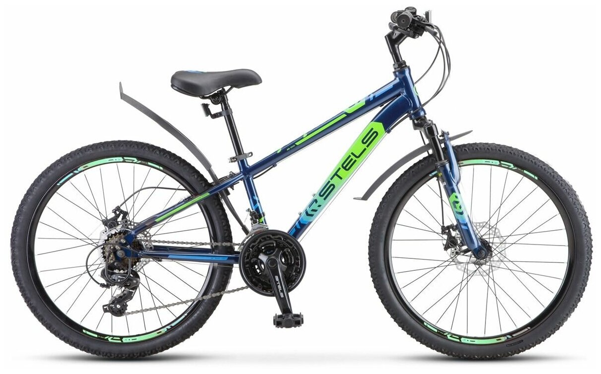 Велосипед Горный STELS NAVIGATOR 400 MD (24") синий/салатовый/голубой, рама 12"