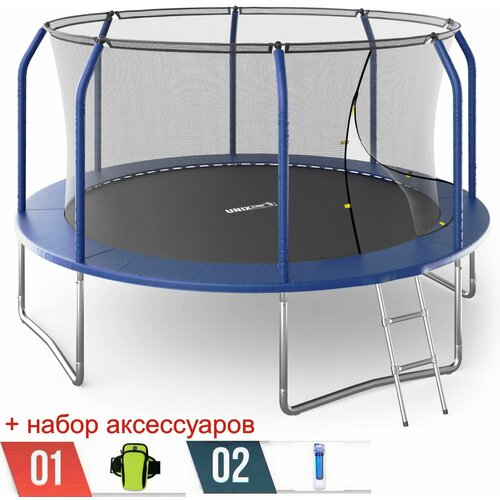 фото Каркасный батут unix line supreme basic 12 ft (blue) + аксессуары