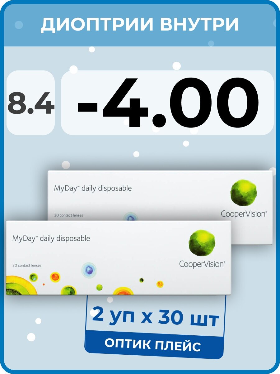 CooperVision MyDay Daily Disposable (2 упаковки по 30 линз) -4.00 R 8.4