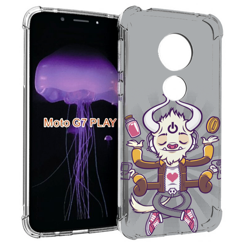 Чехол MyPads рогатый любитель поиграть для Motorola Moto G7 Play задняя-панель-накладка-бампер