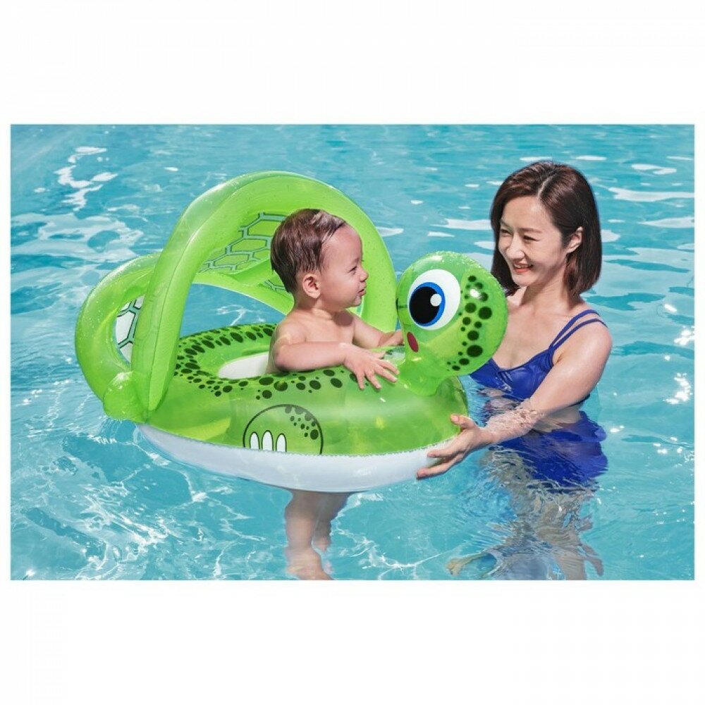 Круг надувной Bestway Floating Turtle Baby Care Seat 34094 BW, зеленый / белый - фотография № 10