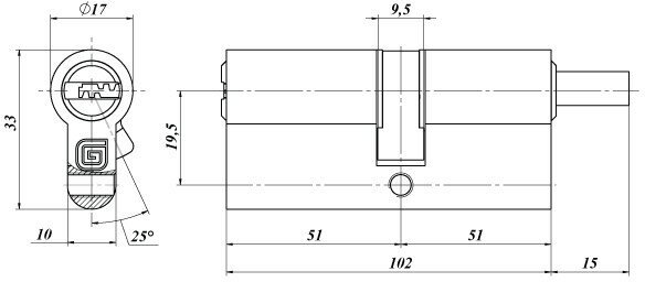 Цилиндровый механизм "Гардиан" кл/кл GB102(51/51)-Ni 5кл Гардиан 6977229 . - фотография № 3