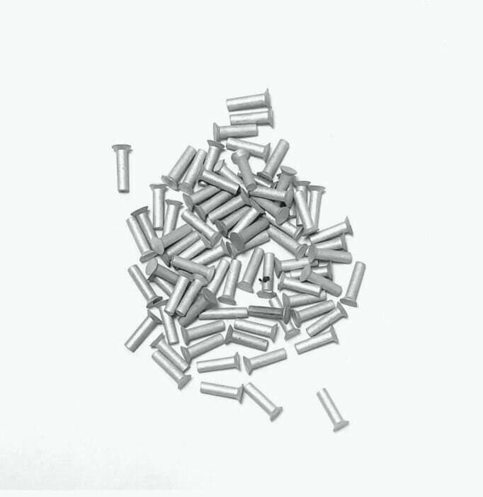 фото Заклепка забивная под молоток с потайной головкой 2,5х8 алюминиевая, ГОСТ 10300 (DIN 661), 100 шт.