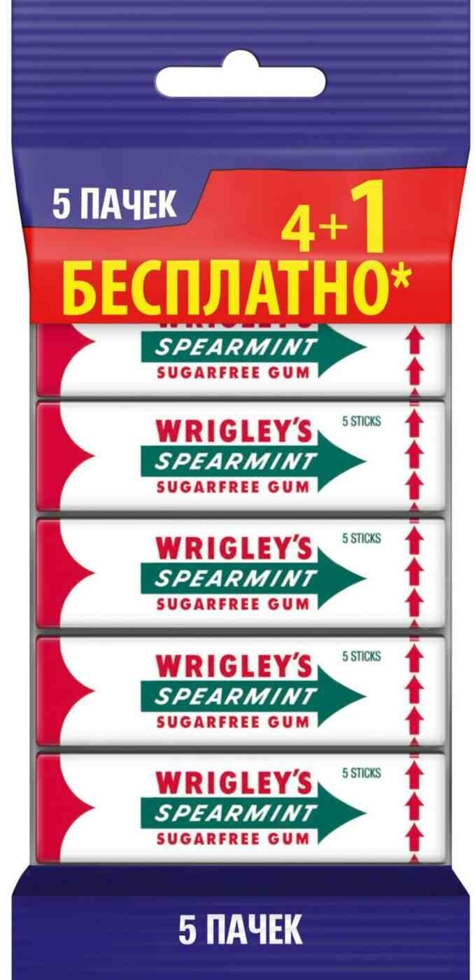 Жевательная резинка Wrigley's Spearmint без сахара, 13 г, 5 шт. в уп.