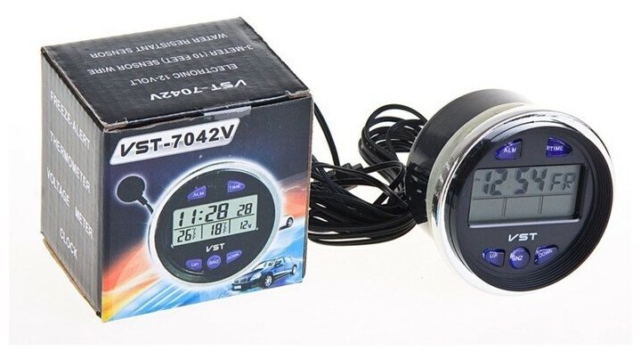 Автомобильные часы-термометр VST 7042V