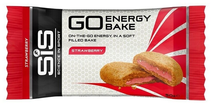 SiS, Углеводный энергетический батончик с начинкой GO Energy BAKE, 50г (Клубника)