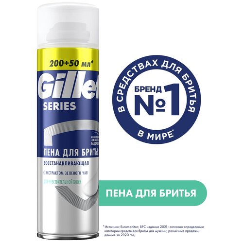 Пена для бритья восстанавливающая с экстрактом зеленого чая Gillette, 250 мл пена для бритья восстанавливающая с экстрактом зеленого чая gillette 200 г 200 мл