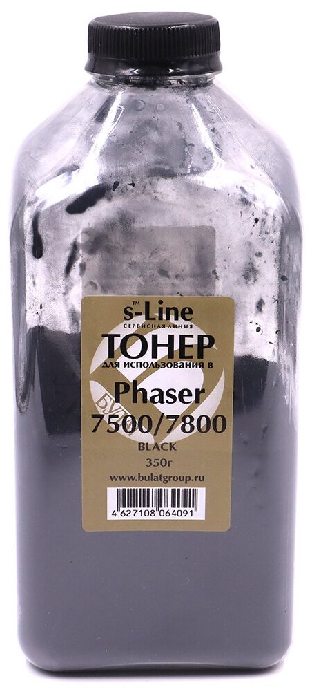 Тонер с девелопером булат s-Line Phaser 7500 для Xerox Phaser 7500, Phaser 7800 (Чёрный, банка 350 г)