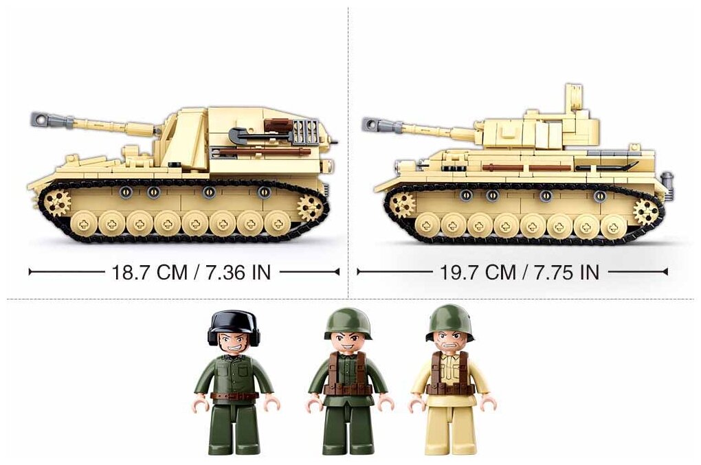 Конструктор SLUBAN WW2 M38-B0693 Тяжелый немецкий танк, 543 дет.