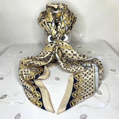 фото Платок ,90х90 см, бежевый, коричневый stylish accents