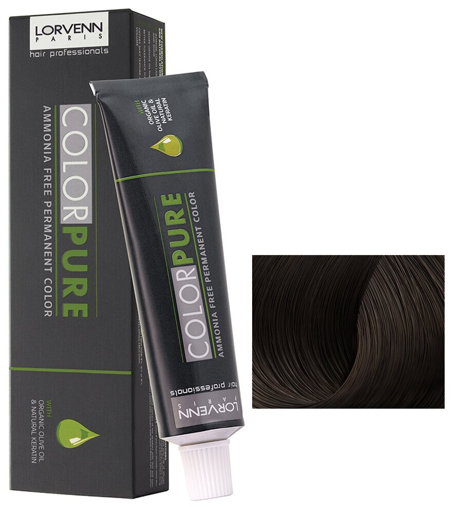 Краска COLOR PURE для окрашивания волос LORVENN HAIR PROFESSIONALS 5 светло-коричневый 50 мл