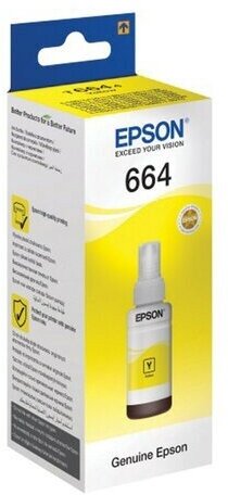 Чернила EPSON 664 (T6644) для СНПЧ Epson L100/L110/L200/L210/L300/L456/L550, желтые, оригинальные, C13T66444A/498