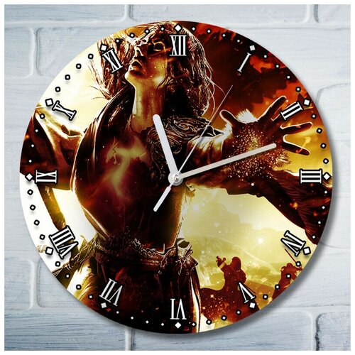 Настенные декоративные часы УФ с ярким рисунком, диаметр 28см игры Dragons Dogma (драгонс догма, PS, Xbox, PC, Switch) 4895