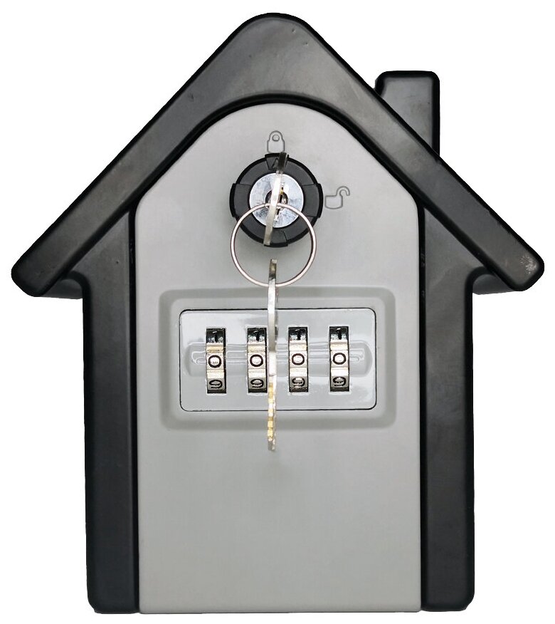 Сейф / Ящик "Домик" с большой вместимостью, с 4-значным кодовым замком и с ключом для хранения ключей, пультов, карт, денег.