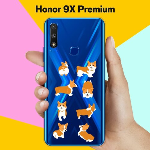 Силиконовый чехол 8 Корги на Honor 9X Premium