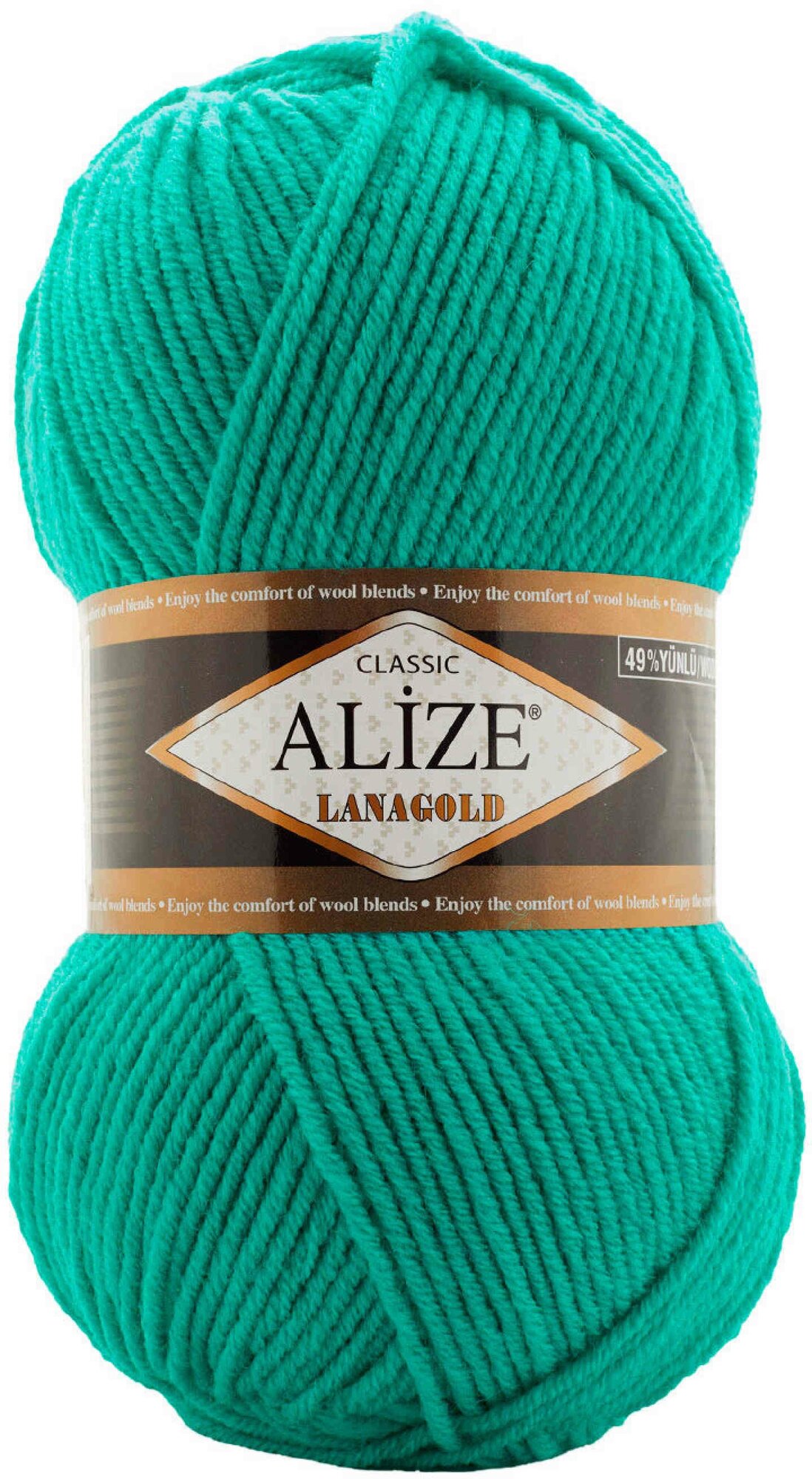 Пряжа Alize Lanagold бирюзово-зеленый (477), 51%акрил/49%шерсть, 240м, 100г, 1шт