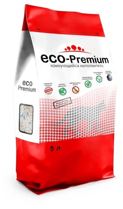 ECO Premium BLUE наполнитель древесный без запаха 1,9 кг 5 л (2 шт)