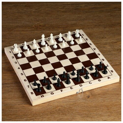 Фигуры шахматные КНР пластиковые, король h 4,2 см, пешка 2 см (4339338)