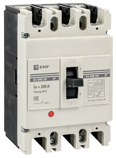 Mccb99-250-200m Автоматический выключатель EKF ВА-99М PROxima 3П 200А 35кА