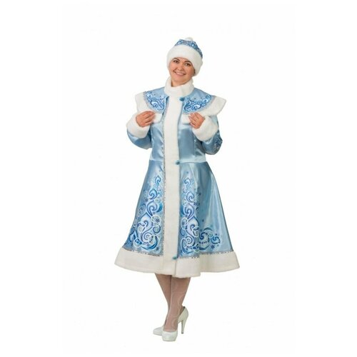 карнавальный костюм батик снегурочка амалия голубая взрослая Костюм Батик Снегурочка аппликация голубая сатин взрослая