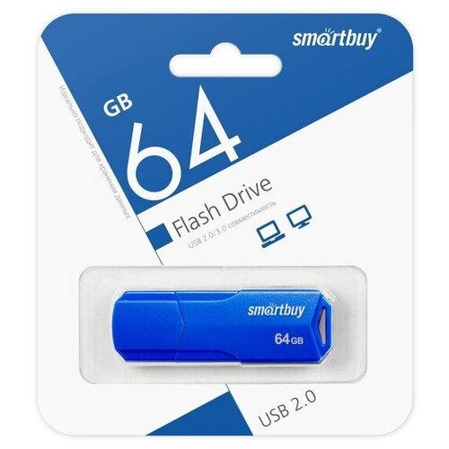 Флешка USB 2.0 SmartBuy 64 ГБ Clue ( SB64GBCLU-BU ) флешка smartbuy sb64gbclu k3 64gb sb64gbclu k3