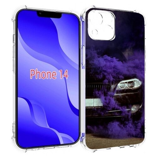 Чехол MyPads бмв-с-фиолетовым-дымом мужской для iPhone 14 (6.1) задняя-панель-накладка-бампер