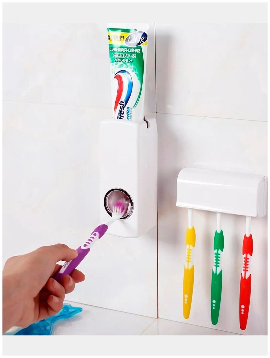 фото Дозатор для ванной, дозатор для зубной пасты, диспенсер для зубной пасты, держатель для щеток