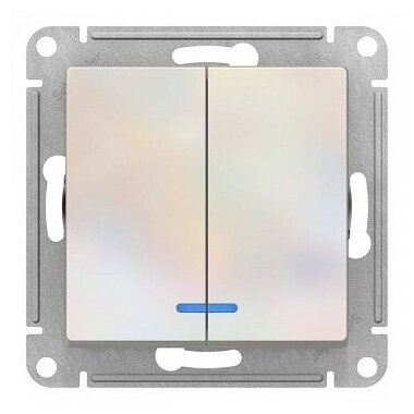 Выключатель двуклавишный с подсветкой (индикацией) Schneider Electric (Systeme Electric) Atlas Design механизм жемчуг ATN000453 8шт