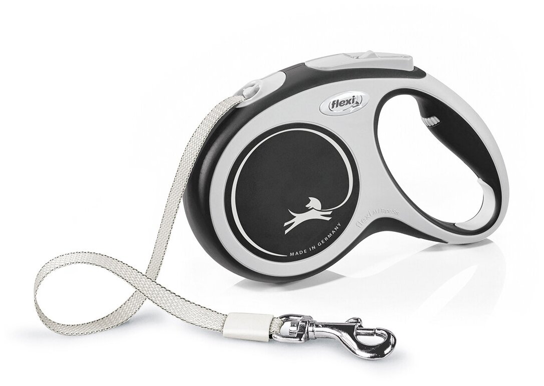 Поводок-рулетка для собак Flexi New Comfort M ленточный черный/серый 5 м до 25 кг - фотография № 5