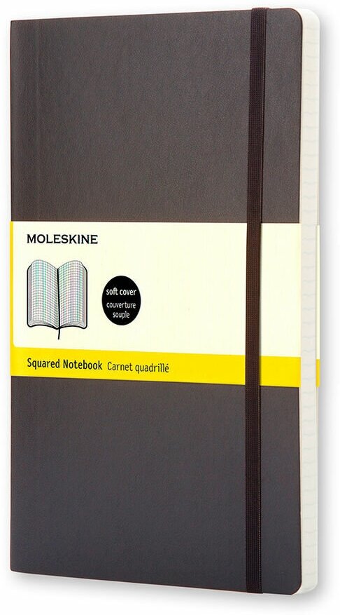 Блокнот Moleskine Classic Soft, 192стр, в клеточку, мягкая обложка, черный [qp617]