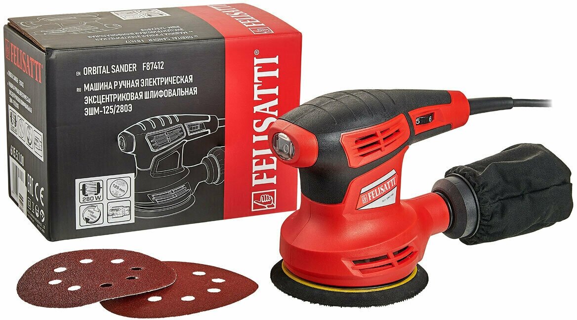 Эксцентриковая шлифмашина орбитальная Felisatti ЭШМ-125/280Э 125мм 280Вт