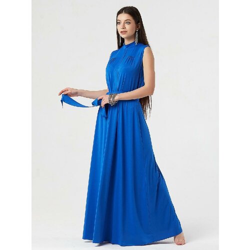 фото Платье modami24, вискоза, макси, размер 42, синий