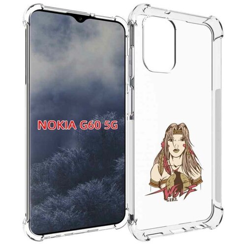 Чехол MyPads девушка волк для Nokia G60 5G задняя-панель-накладка-бампер чехол mypads девушка скелет для nokia g60 5g задняя панель накладка бампер