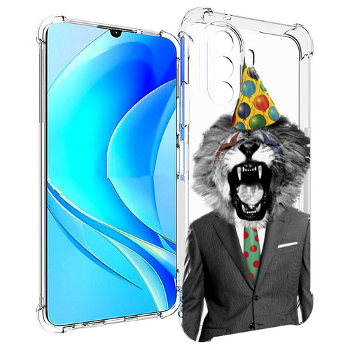 Чехол MyPads Лев в галстуке для Huawei Nova Y70 / Nova Y70 Plus (MGA-LX9N) / Huawei Enjoy 50 задняя-панель-накладка-бампер чехол mypads лев для huawei nova y70 nova y70 plus mga lx9n huawei enjoy 50 задняя панель накладка бампер