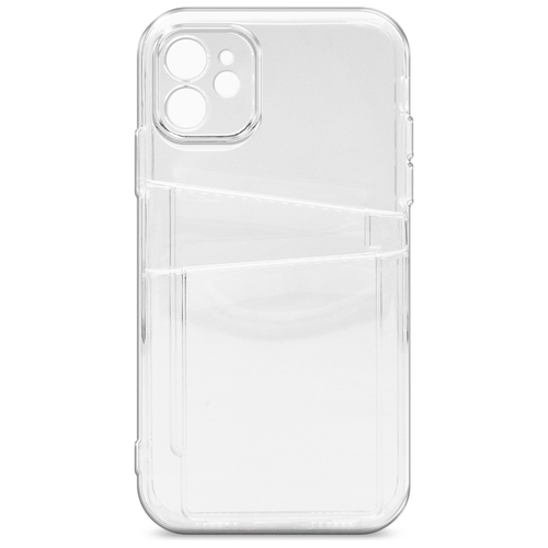 Силиконовый чехол с картхолдером прозрачный для Apple iPhone 11 / Айфон 11 блестящий чехол на iphone 11 айфон 11 с картхолдером темно прозрачный