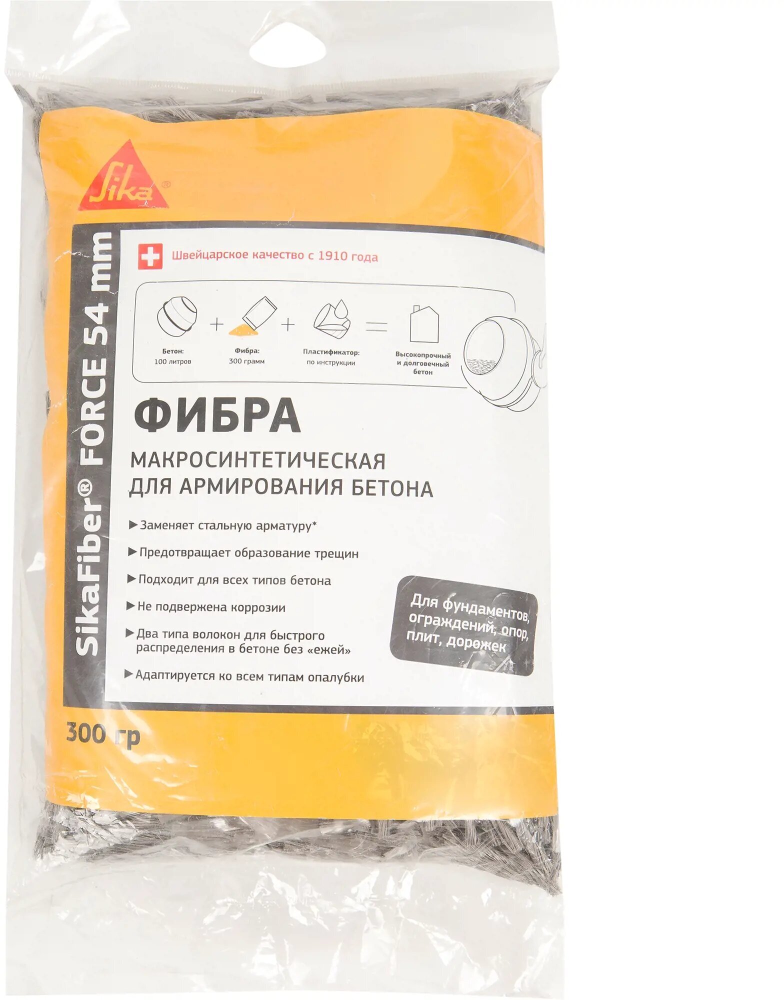 SIKA Фибра макросинтетическая для армирования бетона SikaFibre Force-54 300 г