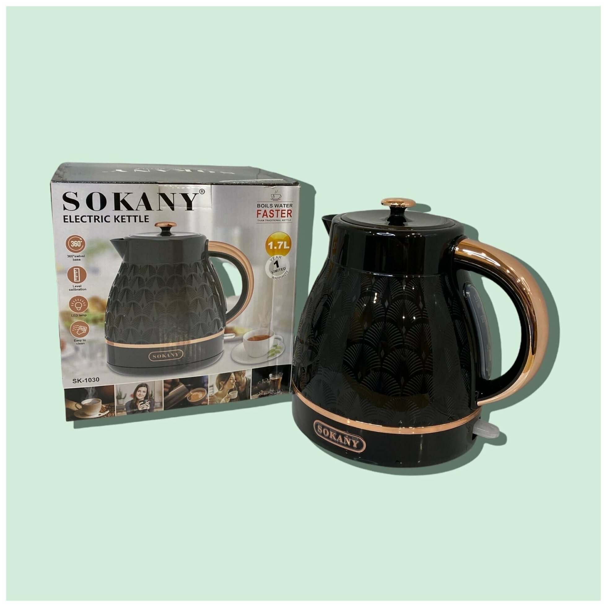Электрический чайник SOKANY SK-1030 1.7 литра с функцией авто отключения 2000 Вт - фотография № 5