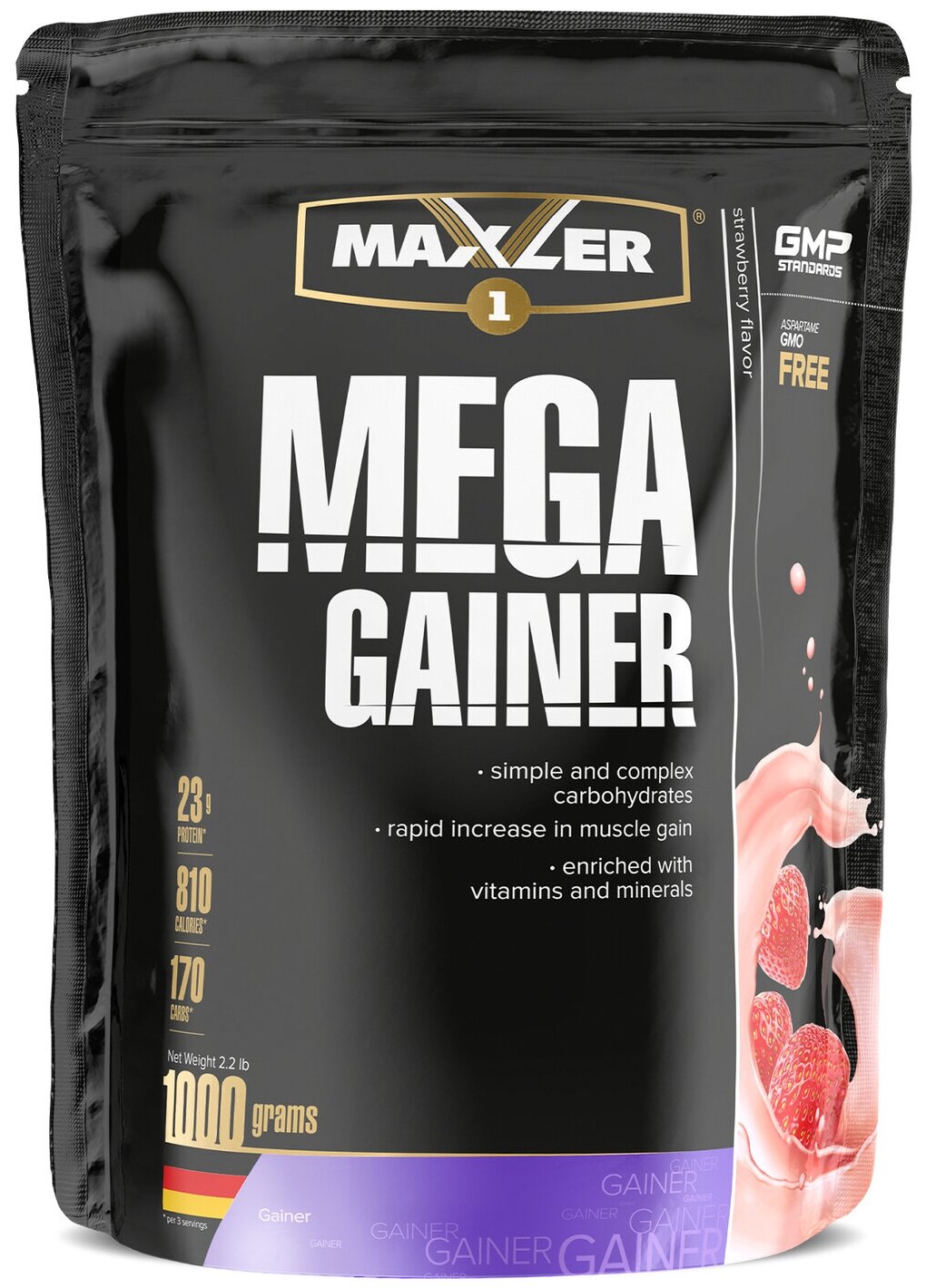 Maxler Mega Gainer 1000 г (клубника)