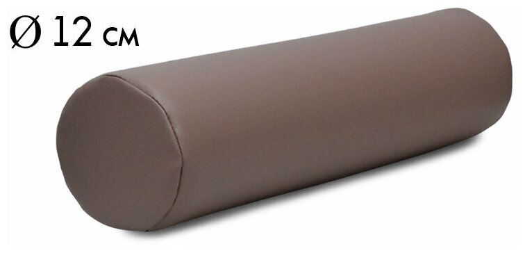 фото Валик массажный цилиндрический, универсальный ролл подушка для массажа под шею, ноги, суставы, кожаный, диаметр 12 см