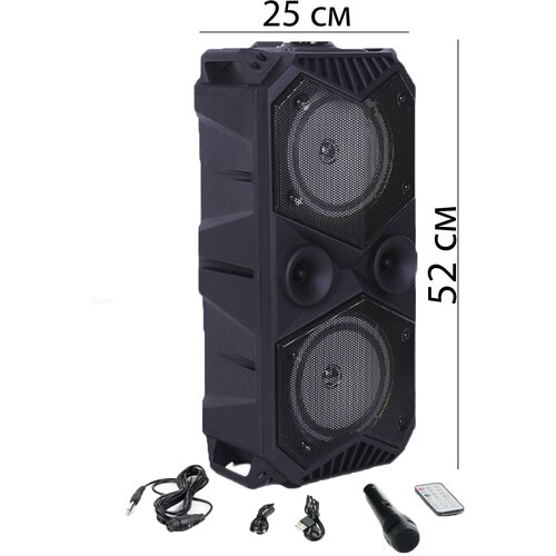 Большая беспроводная портативная Bluetooth блютуз колонка с караоке микрофоном радио светомузыкой мощный переносной музыкальный центр подсветкой AUX 350000₽