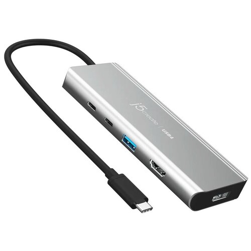 Мульти-хаб j5create USB4® Dual 4K Multi-Port Hub (2xUSB-C/1xUSB-A/1x4K HDMI/1xDisplayPort) серый космос (JCD401)